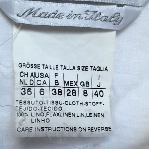 MaxMara White Pure Linen Tuxedo Style Tunic Shirt Medium - Picture 8 of 11